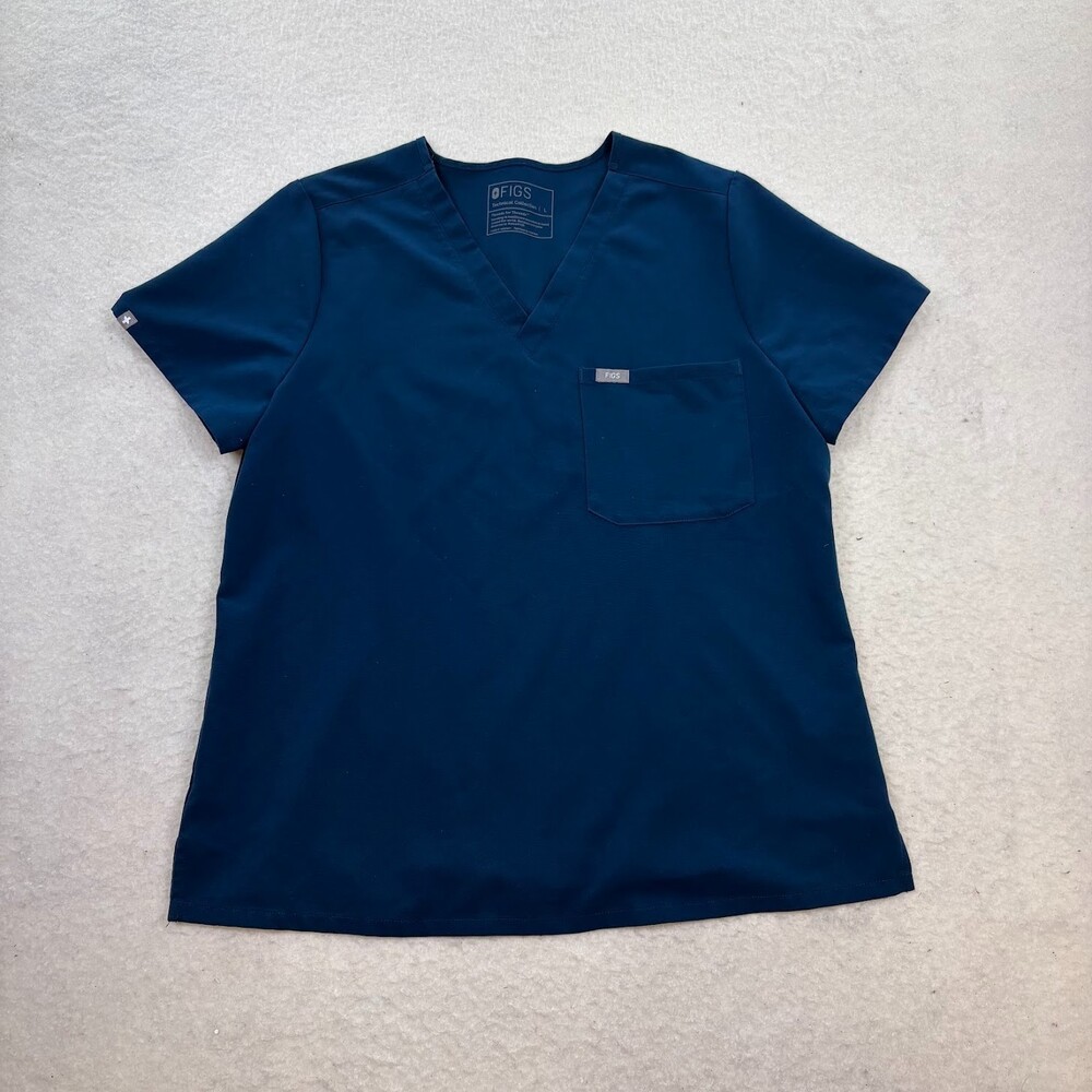 FIGS Technical Collection Blue Catarina One Pocket Medical Scrub Top Size Large